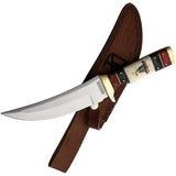 Rough Rider Skinner RR2398 Knife - Satin 6.5 Inch Blade Full Tang Pakkawood Bone Handle For Outdoors by Rough Rider