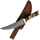 Rough Rider Damascus Skinner Knife - Premium Full Tang With Brass Guard For Outdoor Enthusiasts by Rough Rider