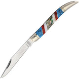 Rough Rider Stoneworx Toothpick Knife 5In Turquoise And Mother Of Pearl Inlay - Bold Collectible Inlays by Rough Rider