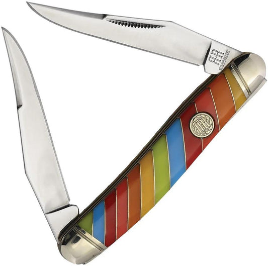 Rough Rider Lollipop Muskrat Knife 3.5 Inch Stainless Dual Clip Blade with Plastic Handle for Collectors by Rough Rider