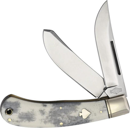 Rough Rider Black Apaloosa Upswept Bullet Premium Pocket Knife 4.5 Inch Closed Spey Blade Bone Handle For Collectors by Rough Rider