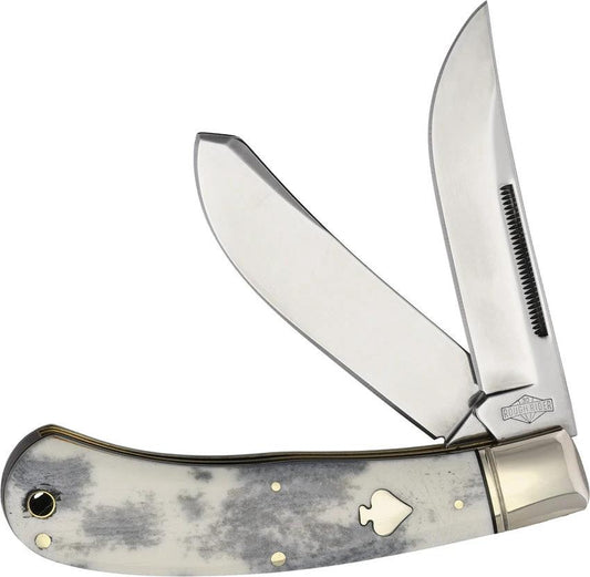 Rough Rider Black Apaloosa Upswept Bullet Premium Pocket Knife 4.5 Inch Closed Spey Blade Bone Handle For Collectors by Rough Rider