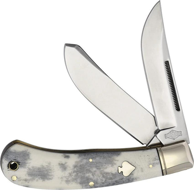 Rough Rider Black Apaloosa Upswept Bullet Premium Pocket Knife 4.5 Inch Closed Spey Blade Bone Handle For Collectors by Rough Rider