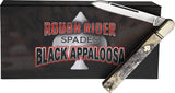 Rough Rider Black Appaloosa Doctor Knife 3.75in Stainless Spear Blade Bone Handle Boxed For Collectors by Rough Rider