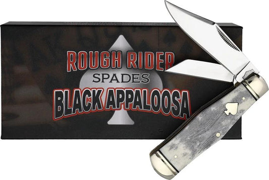 Rough Rider Appaloosa Coke Bottle Knife For Collectors 3.5 Inch Closed Stainless Clip And Coping Blades Bone Handle by Rough Rider
