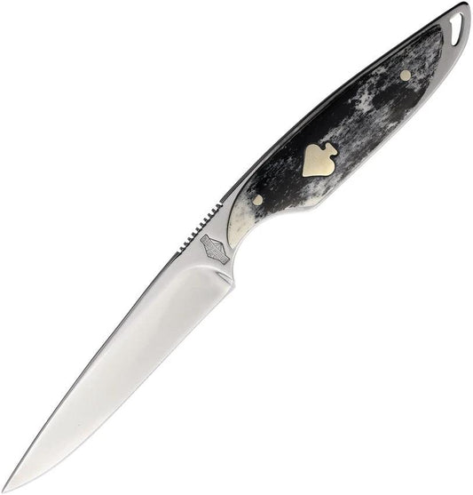 Rough Rider Stream Line Fixed Blade Knife Outdoor Enthusiasts With Appaloosa Bone Handle Full Tang Leather Belt Sheath by Rough Rider