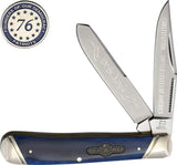 Rough Rider Patriot Series Trapper Collector Edition - Blue Smooth Bone Handle Stainless Blades Commemorative Coin by Rough Rider