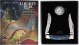 Rough Rider Patriot Moose Knife For Collectors With Long Spey Blades Blue Smooth Bone Handle Commemorative Coin by Rough Rider