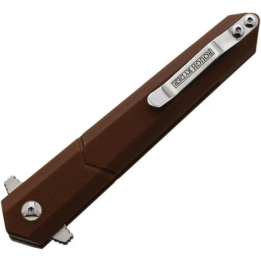 Rough Rider Rugged Linerlock Dagger Knife Brown G10 Handle Satin Blade EDC Pocket Clip - Slim Compact Everyday Carry by Rough Rider