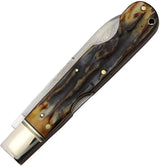 Rough Rider Damascus Lockback Knife Cinnamon Bone Handle With Spear Blade For Collectors by Rough Rider