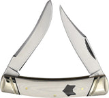 Rough Rider Arctic Fox Folding Knife 3.5 Inch With Satin Clip Long Spey Blades White Micarta Handle For Collectors by Rough Rider