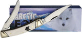 Rough Rider Arctic Fox Folding Knife 3.5 Inch With Satin Clip Long Spey Blades White Micarta Handle For Collectors by Rough Rider