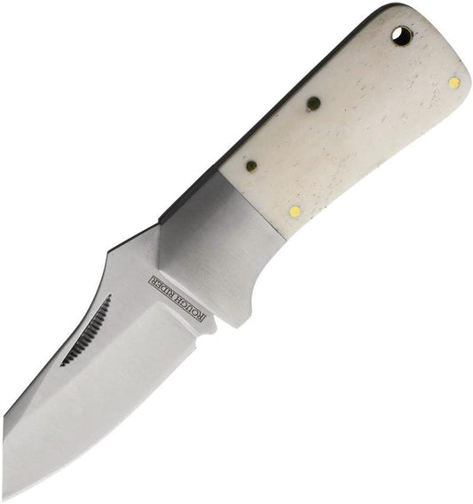 Rough Rider Winter Bone Folder Knife For EDC Collectors Satin 2 Inch Blade Premium White Bone Handle Lanyard Hole by Rough Rider