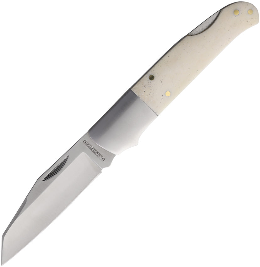 Rough Rider Premium Lockback Knife Winter Bone Handle Satin Blade Four And A Quarter Inch Closed Outdoorsmen by Rough Rider