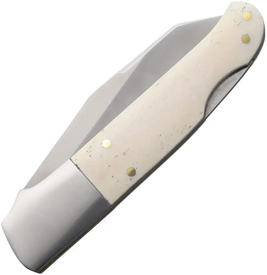 Rough Rider Premium Lockback Knife - Winter Bone Handle Satin Blade, 4.25 Inch Closed, Outdoorsman by Rough Rider