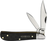 Rough Rider Black Reserve Bearhead Peanut Knife 2.75 Inch Satin Clip Blades Black Pakkawood Handle Boxed Collectors by Rough Rider