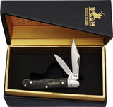 Rough Rider Black Reserve Bearhead Peanut Knife 2.75 Inch Satin Clip Blades Black Pakkawood Handle Boxed Collectors by Rough Rider