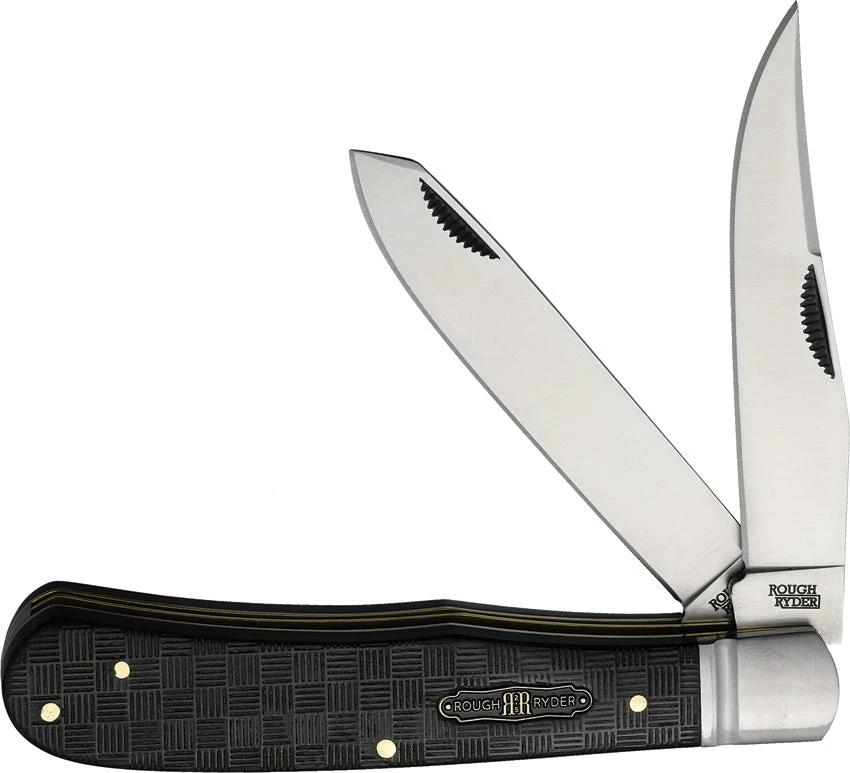 Rough Rider Bearhead Trapper Knife Premium Pakkawood Handle 4.25 Inch 440A Dual Blades For Collectors by Rough Rider