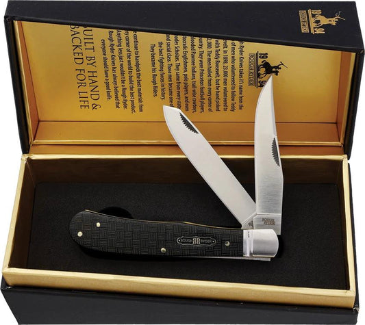 Rough Rider Bearhead Trapper Knife Premium Pakkawood Handle 4.25 Inch 440A Dual Blades For Collectors by Rough Rider