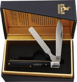 Rough Rider Bearhead Doctors Knife 3.5in Pakkawood Black Handle 440A Spear And Spatula Blades For EDC Collectors by Rough Rider