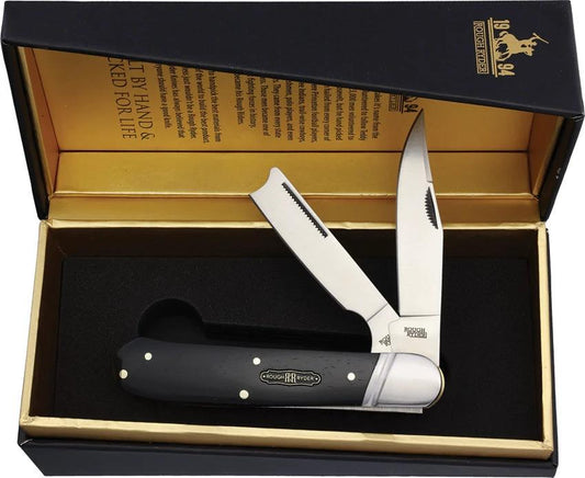 Rough Rider Black Reserve Bearhead One Arm Folding Knife 4.25 Inch Satin Blade Pakkawood Handle For Collectors by Rough Rider