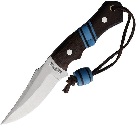 Rough Rider Fixed Blade Knife BRK77 Turquoise Inlay Wenge Wood Handle 8in Satin Blade Outdoor by Rough Rider