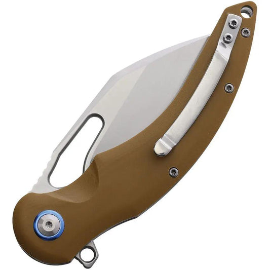 Rough Rider Linerlock Knife Tan G10 BF111633 - Compact EDC Folding Knife With 3.5 Inch Satin Blade by Rough Rider