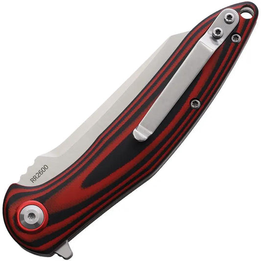 Rough Rider Linerlock Knife 3.25 Inch Satin 440 Stainless Blade - Compact EDC Knife With Red Black G10 Handle by Rough Rider