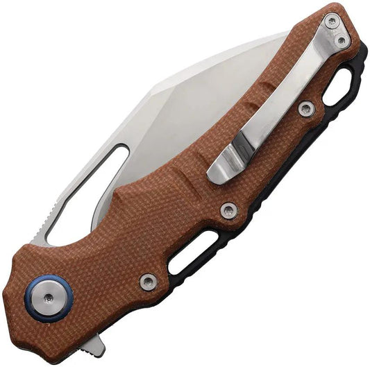 Rough Rider Linerlock Folding Knife Brown Micarta - 3.75in D2 Satin Blade, EDC Pocket Clip by Rough Rider