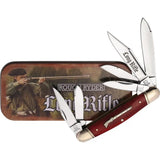 Rough Rider Long Rifle Six Blade Stockman Knife - Red Smooth Bone Handle And Mirror Finish Blades by Rough Rider