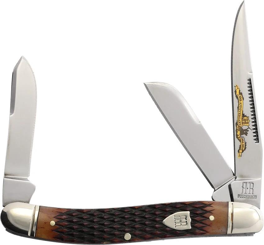 Rough Rider 30th Anniversary Stockman Knife KC010 3.5in Closed Mirror Blades Bone Handle Gift Tin For Collectors by Rough Rider