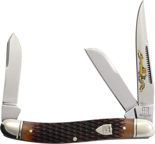 Rough Rider 30th Anniversary Stockman Knife KC010 3.5in Closed Mirror Blades Bone Handle Gift Tin For Collectors by Rough Rider