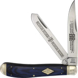 Rough Rider 30th Anniversary Collectors Edition 8 Inch Trapper Knife Satin Clip And Spey Blades Blue Pakkawood Handle by Rough Rider