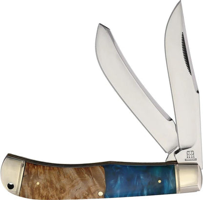 Rough Rider Jumbo Trapper Pandora Swirl Knife Collectors And EDC Fans With Long Spey Blades And Mirror Finish Stainless by Rough Rider