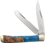 Rough Rider Pandora Swirl Trapper Knife With Spey Blades Stainless Clip Blue Resin Handle For Collectors by Rough Rider