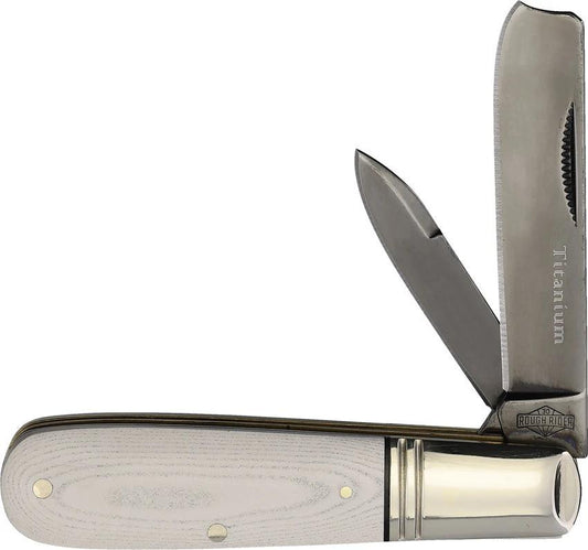 Rough Rider Tuxedo Razor Barlow KB211B Premium 3.5in Closed Knife With White Micarta Handle For Collectors by Rough Rider