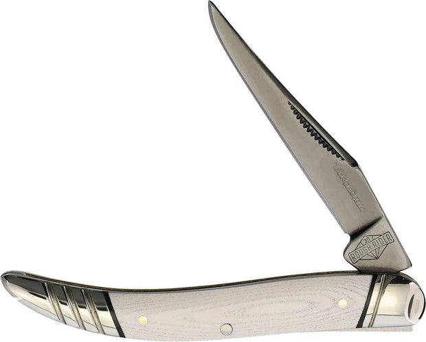 Rough Rider Tuxedo Small Toothpick Knife 3in Closed Gray Titanium Coated 440 Stainless Clip Blade White Micarta For EDC by Rough Rider