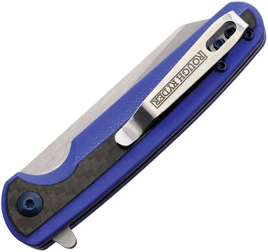 Rough Rider Rugged Linerlock Knife - 2.88 Inch Blade With Blue G10 And Carbon Fiber Inlay EDC Ready by Rough Rider