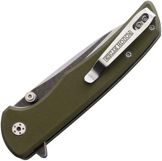 Rough Rider 1st Infantry Liner Lock Knife - OD Green G10 Handle Satin Stonewash Blade EDC Friendly by Rough Rider