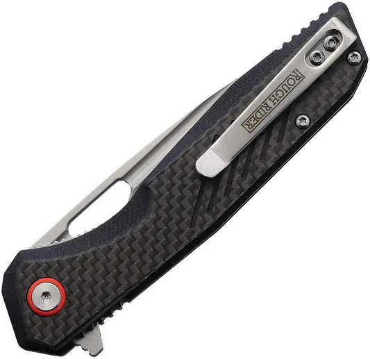 Rough Rider Linerlock Knife BF018344 - 3.5 Inch Satin Stainless Blade With G10 Handle And Carbon Fiber Onlay For EDC by Rough Rider