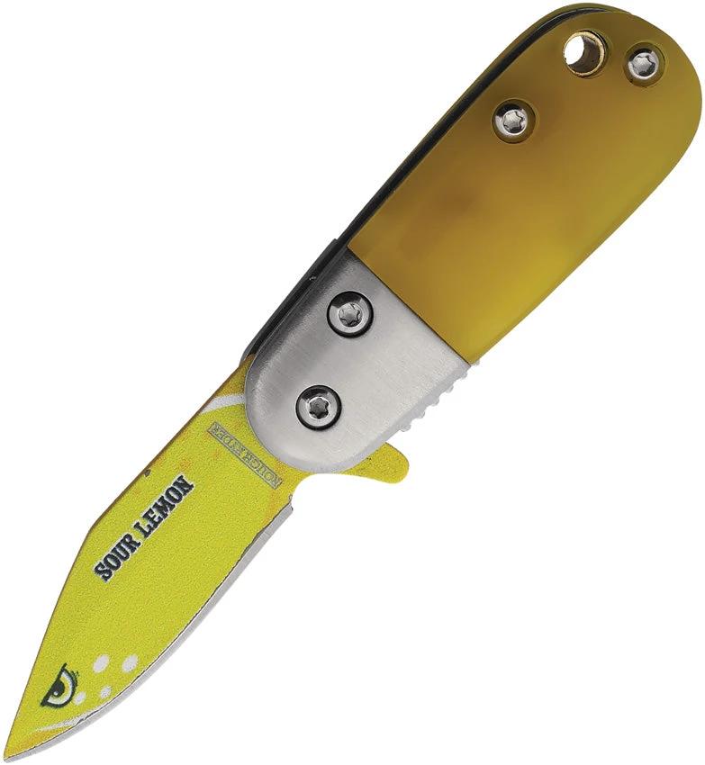 Rough Rider Linerlock Assisted Opening EDC Knife Sour Lemon RR2682 With Yellow Acrylic Handle by Rough Rider
