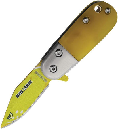 Rough Rider Linerlock Assisted Opening EDC Knife Sour Lemon RR2682 With Yellow Acrylic Handle by Rough Rider