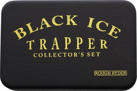 Rough Rider Midnight Pearl Trapper Set With Mirror Clip And Spey Blades Black Swirl Handle Gift Box For Collectors by Rough Rider