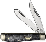 Rough Rider Black Ice Mini Trapper Pocket Knife 3.38in Closed With Mirror Finish Blades For Collectors by Rough Rider