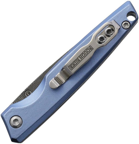 Rough Rider Linerlock Damascus Knife Blue EDC For Outdoor Enthusiasts And Collectors by Rough Rider