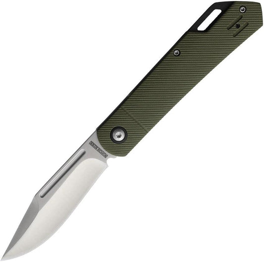 Rough Rider Slip Joint Knife Green G10 Handle 3.5 Inch Satin Drop Point Blade For EDC Enthusiasts by Rough Rider
