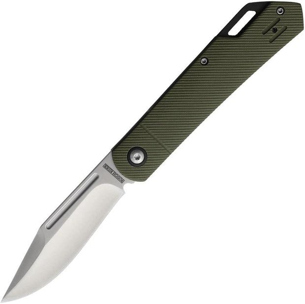 Rough Rider Slip Joint Knife Green G10 Handle 3.5 Inch Satin Drop Point Blade For EDC Enthusiasts by Rough Rider