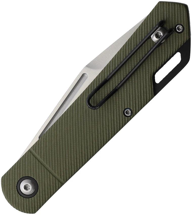Rough Rider Slip Joint Knife Green G10 Handle 3.5 Inch Satin Drop Point Blade For EDC Enthusiasts by Rough Rider