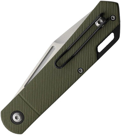 Rough Rider Slip Joint Knife Green G10 Handle 3.5 Inch Satin Drop Point Blade For EDC Enthusiasts by Rough Rider