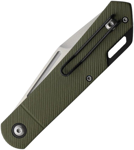 Rough Rider Slip Joint Knife Green G10 Handle 3.5 Inch Satin Drop Point Blade For EDC Enthusiasts by Rough Rider
